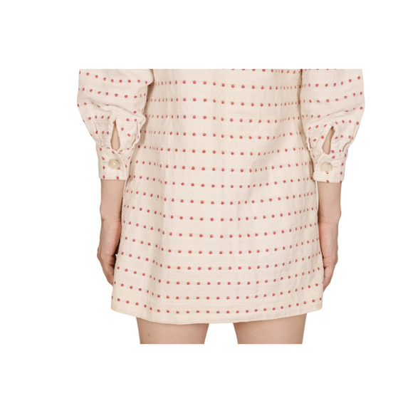 Vintage 50s Saks Couture Polka Dot Romper Dress Women's Off White Red Big Button - Picture 5 of 10